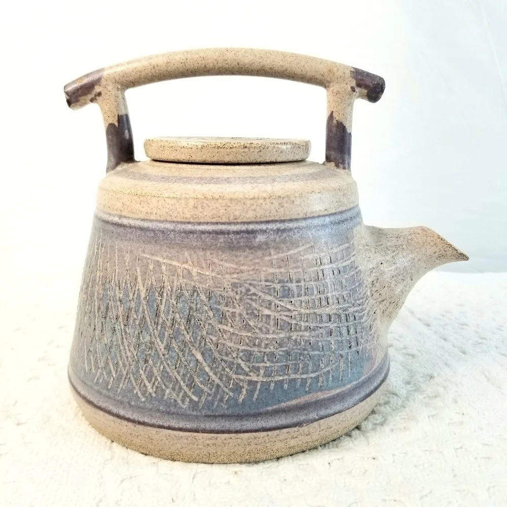 Rare Unique Collectible Decorative Studio Art Pottery  Artist Signed Teapot